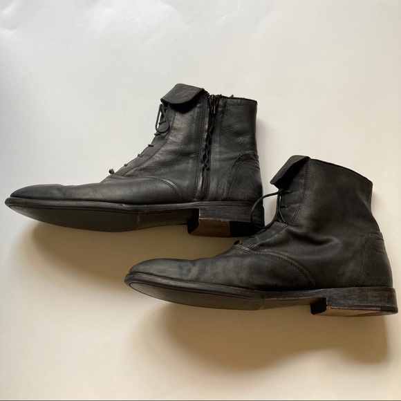 Zara Lace Up Boots Black Side Zip Size EU 43 US 10 - Picture 4 of 5